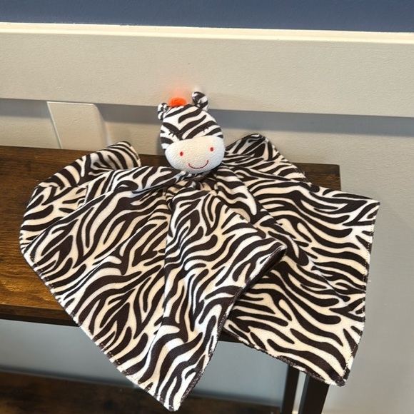 Carter's OS Zebra Lovey Security Blanket Rattle Brown White Satin Plush - Picture 2 of 8